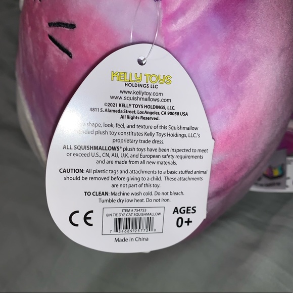 Squishmallows Kelly Toys 8’ Caeli Cat Pink Pillow - Picture 7 of 8